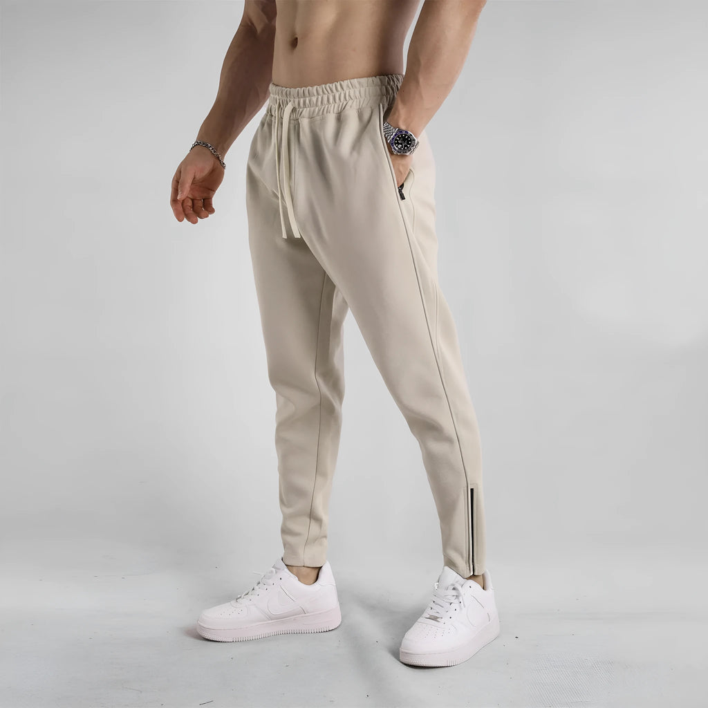 Men's cotton outdoor workout pants in sapphire blue, spring autumn running trousers