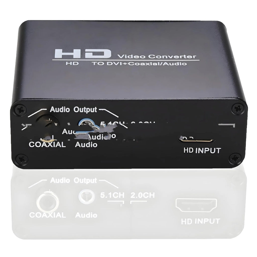 Black HDMI to DVI converter with coaxial 35 audio output and 1.5 metre cable for 1080p video conversion