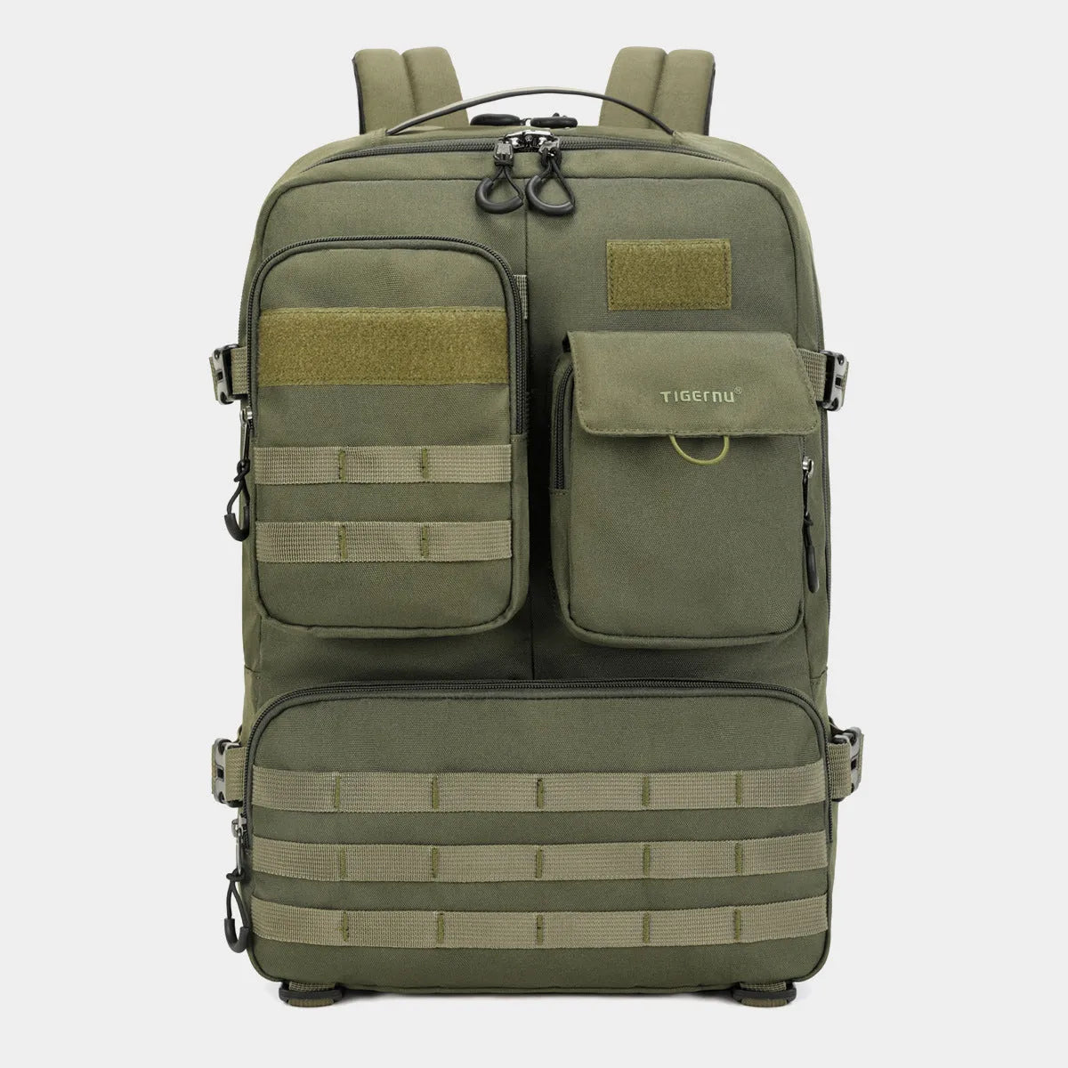 17 inch tactical backpack in Army Green, showing main compartment and straps