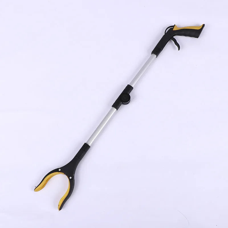 Foldable aluminium garbage clamp showing extended 80cm length and magnetic sucker attachment