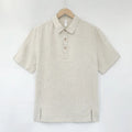 Men's thin lapel linen summer top in a loose fit, shown in one of four available colours.