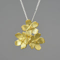 Sterling silver Myosotis flower pendant with pastoral design in electroplated finish