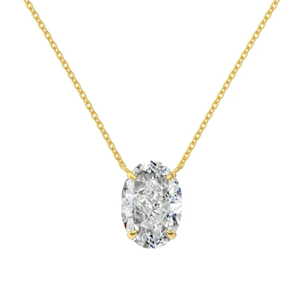 Women's sterling silver necklace with a small geometric oval ice flower pendant.