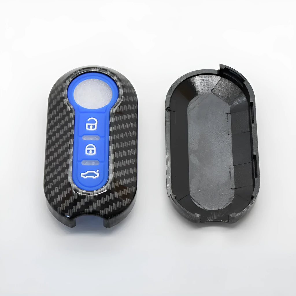 Carbon fibre design ABS key case for Fiat 500 Boyue Ottimo Viaggio in black, red, dark blue