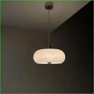 Bauhaus style three-headed pendant light with milk white egg tart glass shades