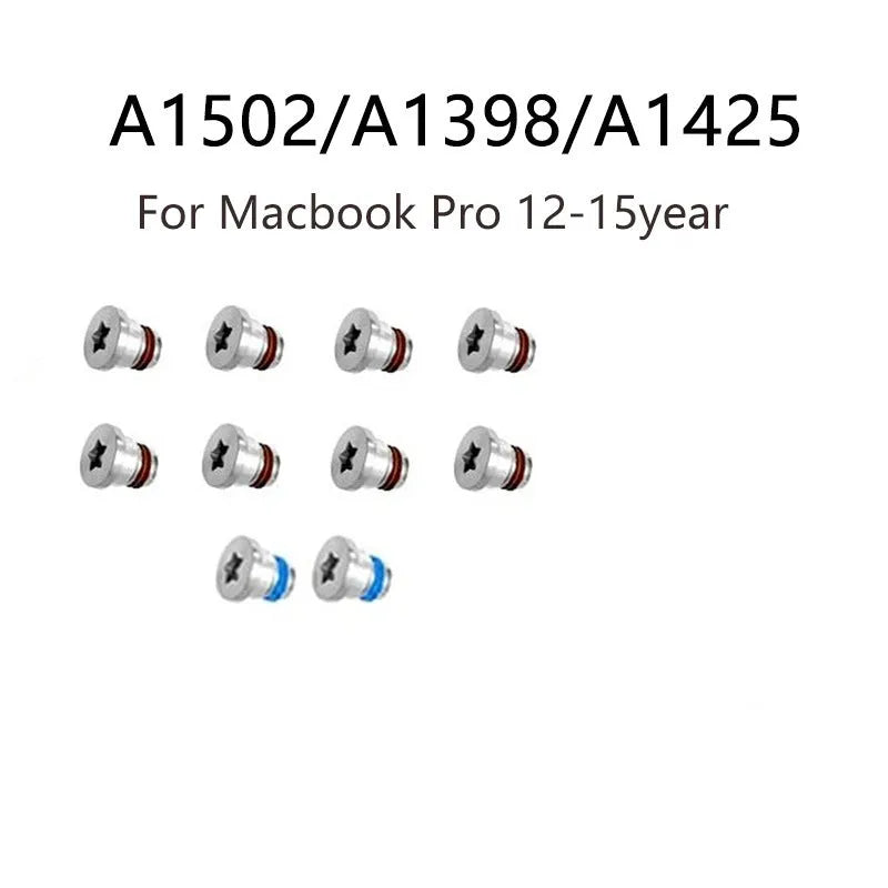 Ten small metal replacement screws for MacBook Pro Retina A1502, A1398, A1425 bottom panel and speaker repair.