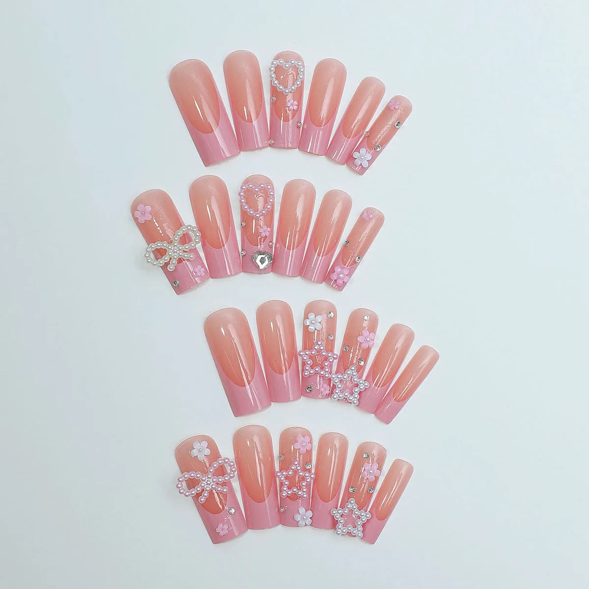 French bow design nail art set with plastic armour suit applicator in XB-70-48 colour.