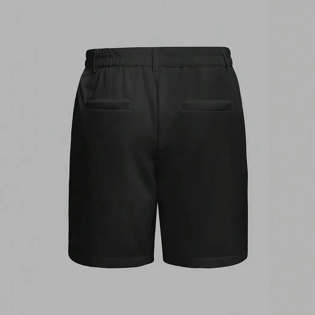 Men's straight leg casual shorts in cotton blend fabric available in black, white, and grey colours