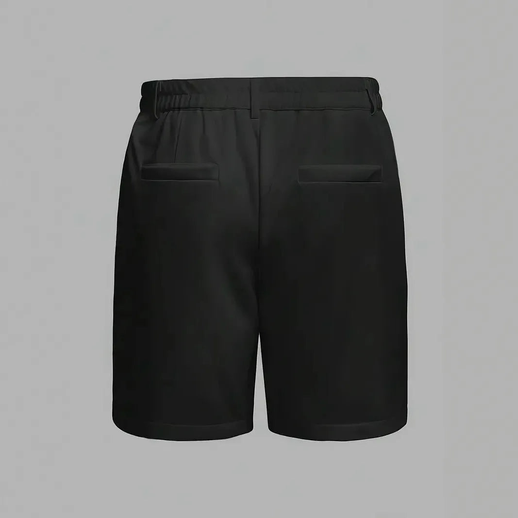 Men's straight leg casual shorts in cotton blend fabric available in black, white, and grey colours