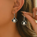 Silver retro fashion earrings for women with electroplated alloy creative design