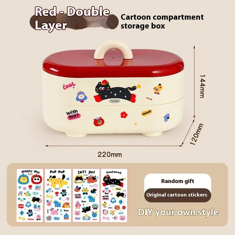 Cartoon style plastic desktop storage organiser with 2L capacity and grid compartments