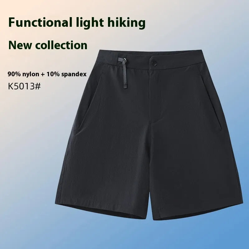 Men's solid colour quick-drying athletic shorts with elastic waist for running and outdoor activities