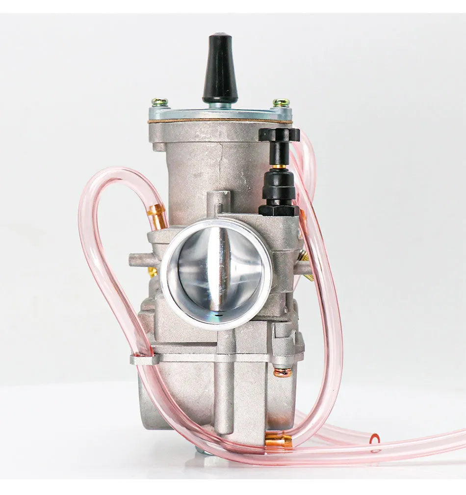 PWK sandblasted motorcycle carburetor modification accessory in seven sizes from 21mm to 34mm.