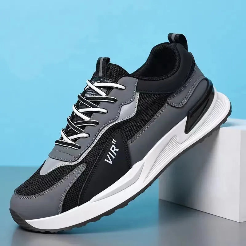 Men's colour block mesh sneakers with lace-up design and breathable upper