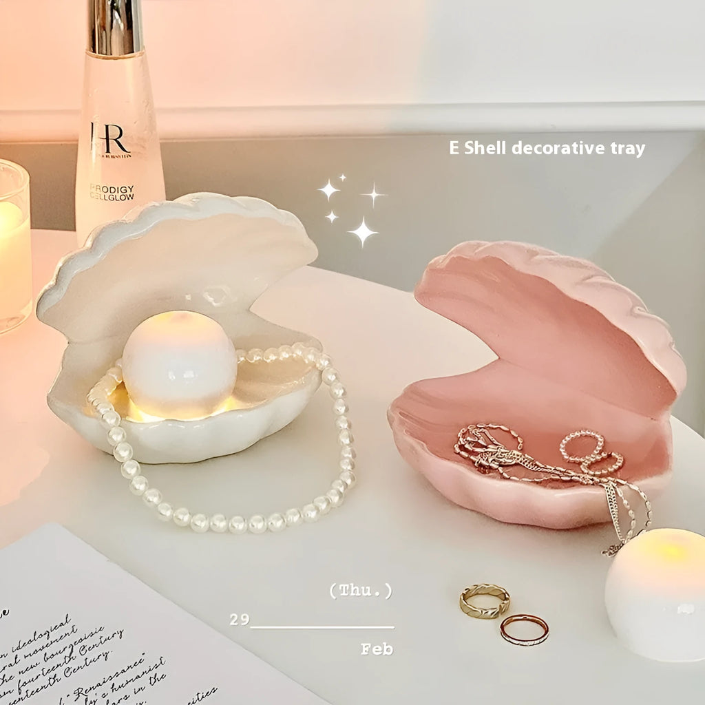 White porcelain storage tray with optional small night lamp in yellow, pink, and white colour options