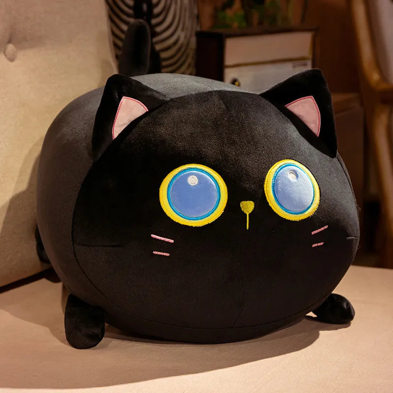 Soft plush cat doll stuffed toy PP cotton filling short plush yellow light brown black 35cm 50cm 70cm