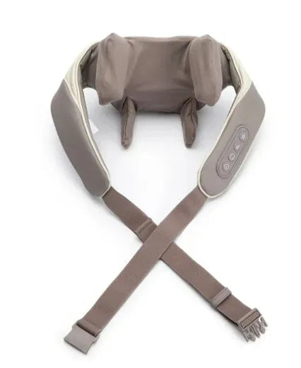 Creamy white rechargeable shoulder and neck massager with infrared therapy function