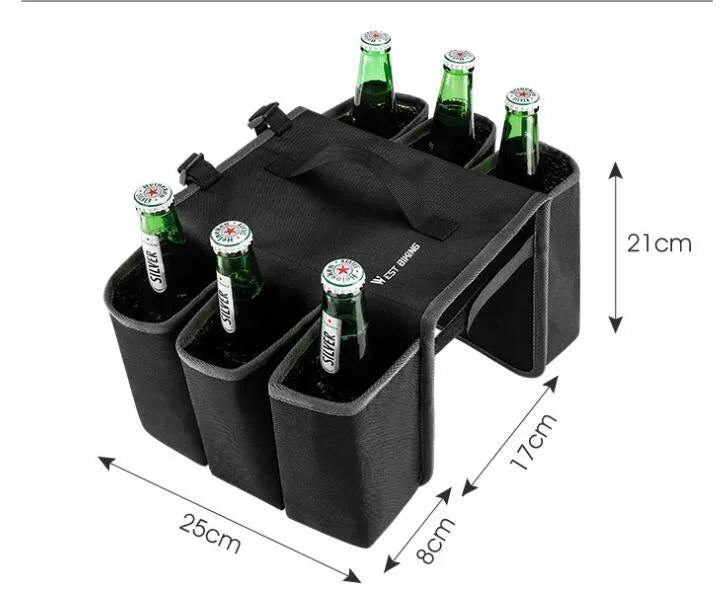 Black bicycle double-sided anti-scratch drink bottle cage bag mounted on bike frame