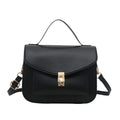 Retro style horizontal square messenger bag in PU leather with crossbody strap and document compartment