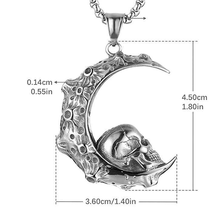 Men's silver skull pendant necklace with alloy chain in sports style design