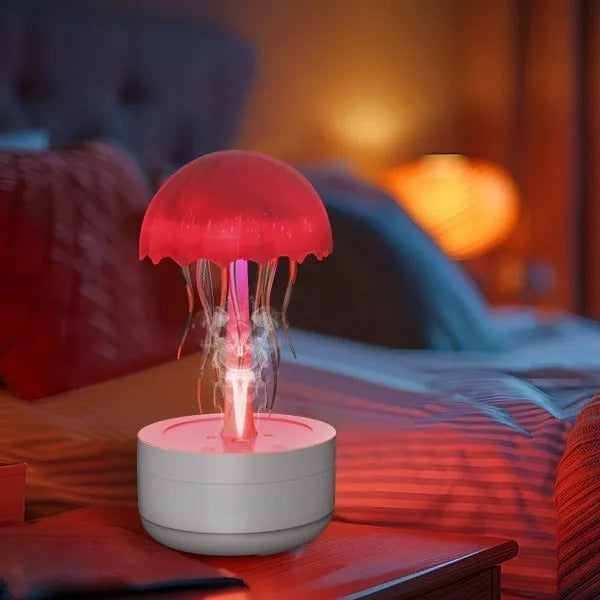 White jellyfish design humidifier diffuser with colourful night light and mist output
