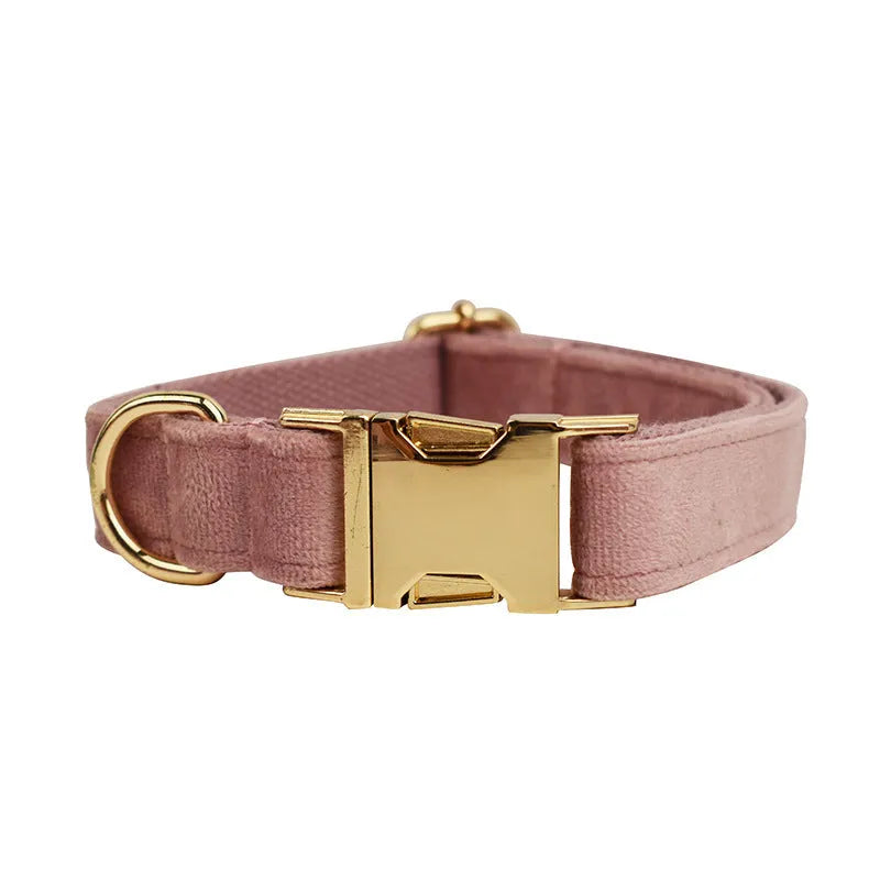 Light purple pink velvet dog collar showing soft texture and adjustable closure mechanism