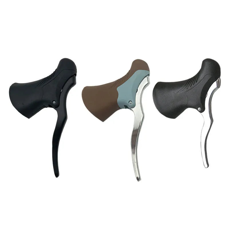 Aluminium alloy road bicycle brake handles in black or black silver finish