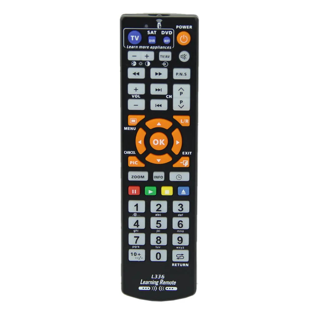 Black L336 learning remote control with full keys for home AV equipment operation