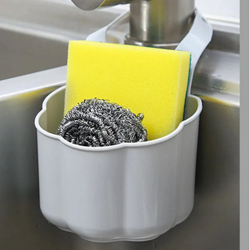 Blue plastic sink drain basket with Nordic style design measuring 20cm length