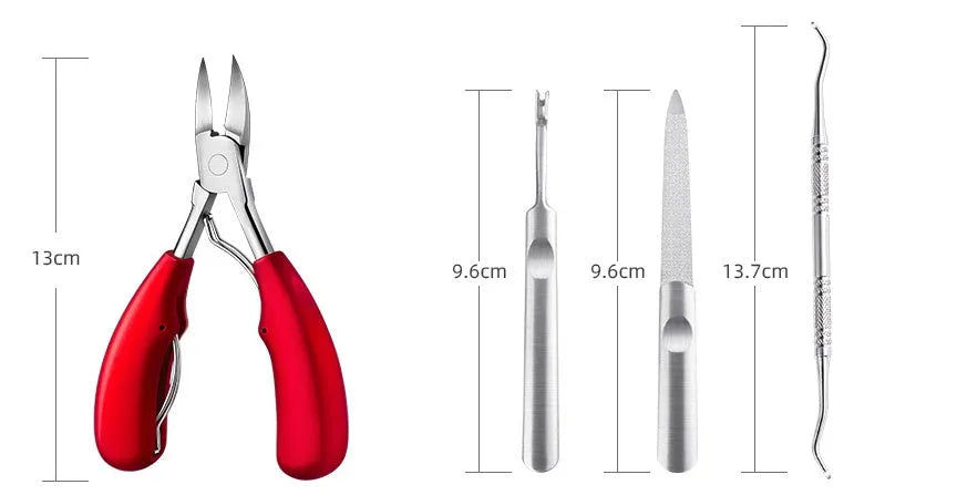 Stainless steel nail clippers with dead skin scissors and coloured ABS handles