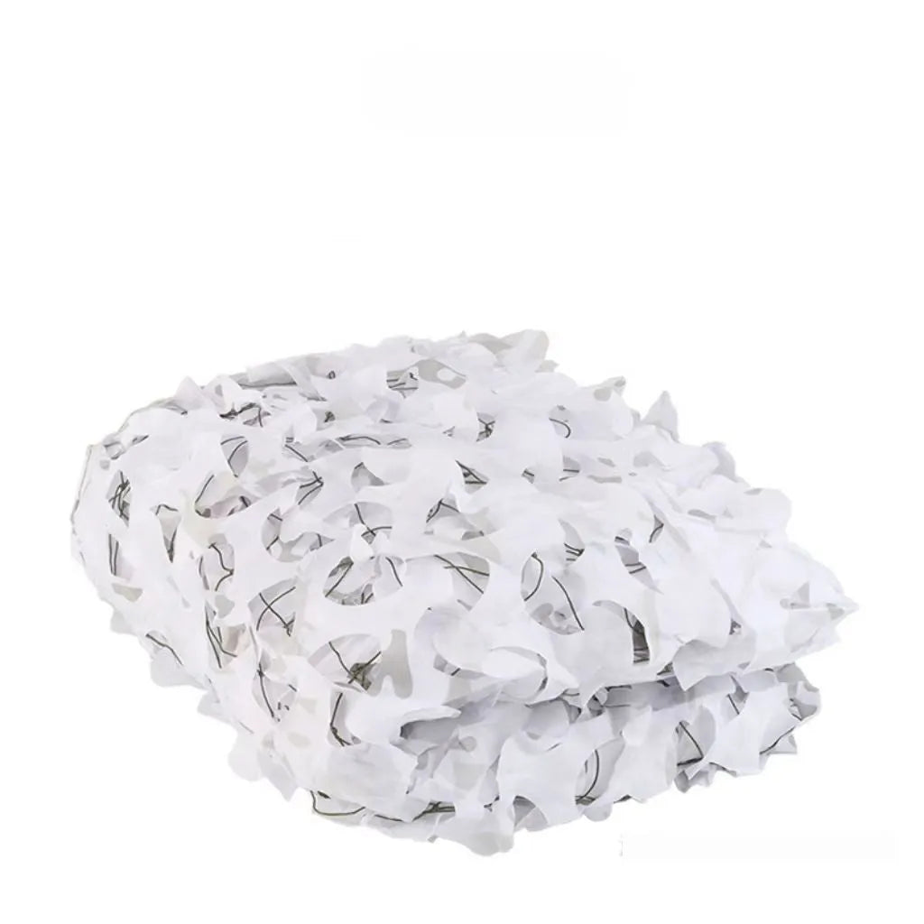 Green camouflage net cover with UV protection shown in desert camouflage pattern for outdoor use