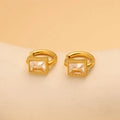 Stainless steel earrings with square zircon stones in geometric design with round ring elements