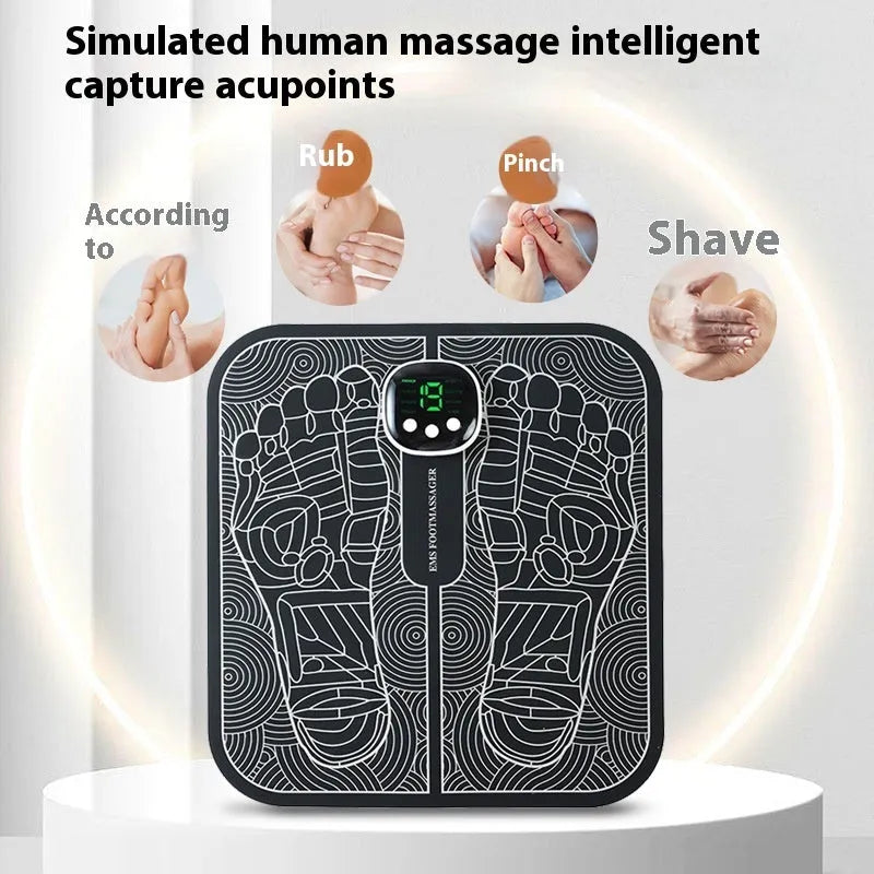 USB rechargeable reflexology foot massager mat with remote control and orange foot pad