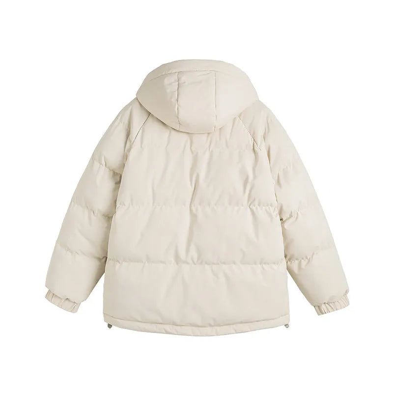 Loose two-piece winter cotton-padded coat in mustard yellow colour with side pockets