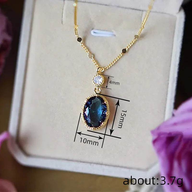 Geometric French retro necklace with electroplated gold colour finish on copper pendant