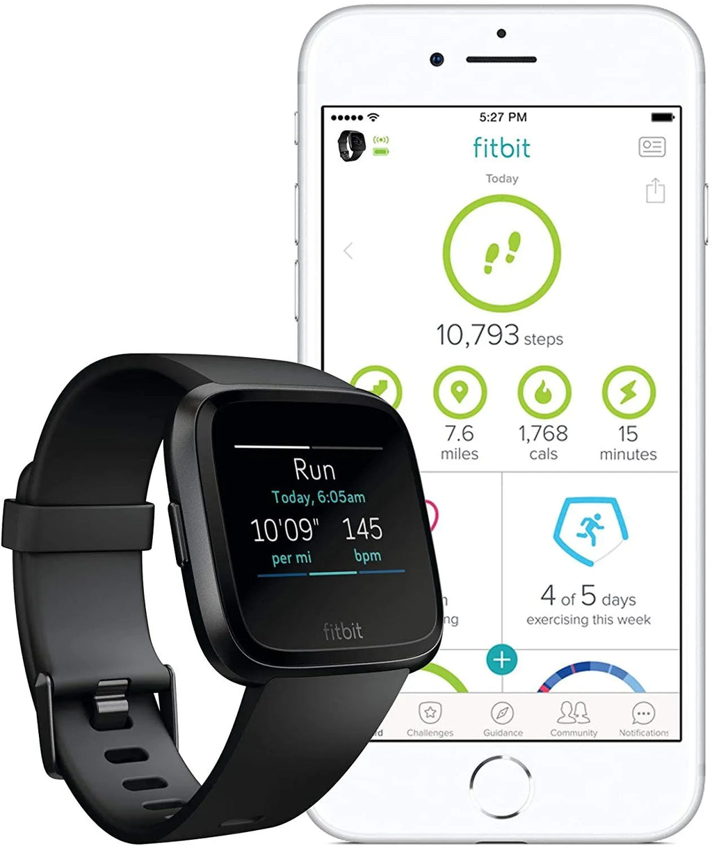 Black waterproof smart watch with heart rate monitoring on a silicone wrist strap.