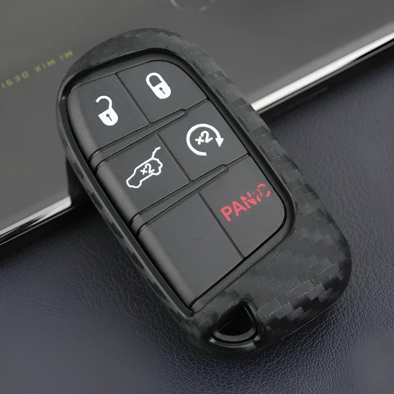 Silicone car key case with carbon fibre pattern for Dodge Chrysler Fiat remote keys