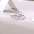 Square moissanite 6x6mm wedding ring set in S925 silver with platinum plating