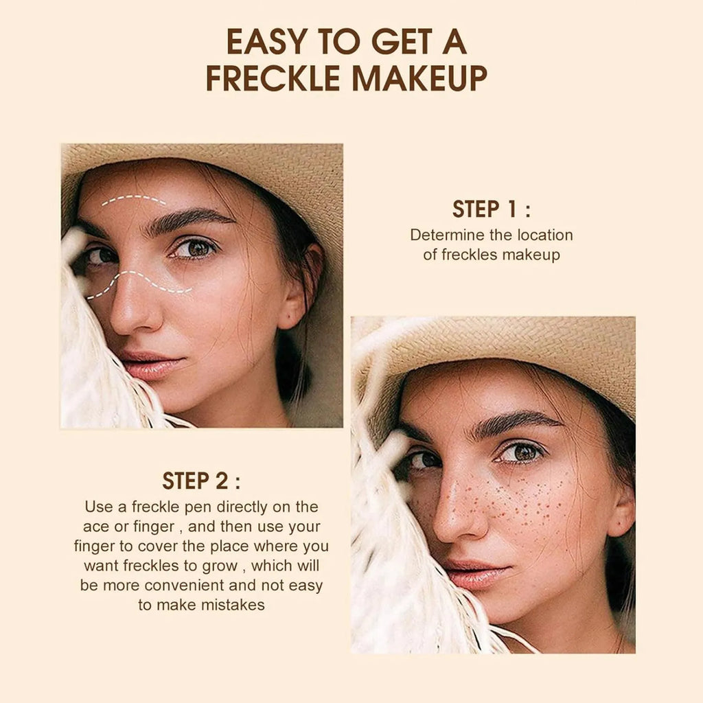 Dark brown waterproof freckle pen for creating natural-looking sunkissed makeup on face and body