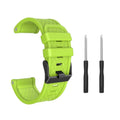 Close-up of a black silicone sports watch strap for a 26mm Jiaming watch case