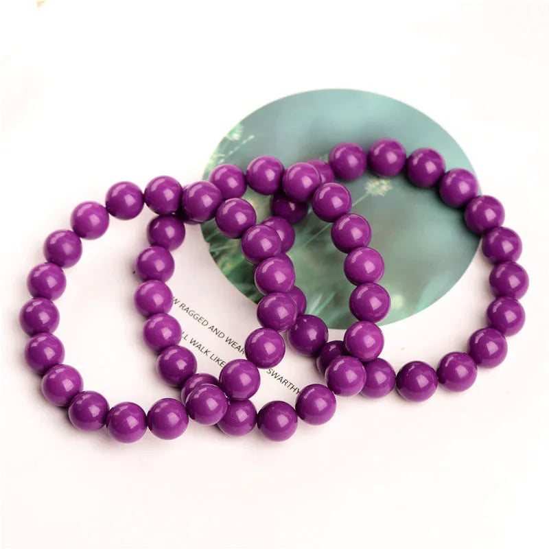 Jiuya purple mica crystal bracelet with polished beads in original unisex design
