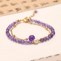 Women's amethyst purple crystal bracelet with diamond-shaped Chinese-style design on electroplated chain