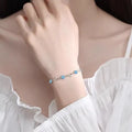 Blue diamond geometric love heart necklace and bracelet set on copper chain with adjustable 41-50cm length