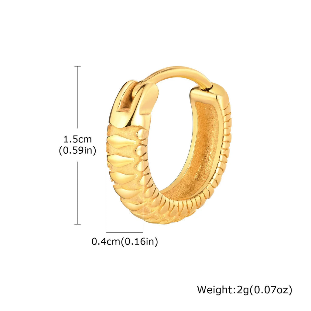 Stainless steel snake pattern ear ring for hip hop style in black or gold finish