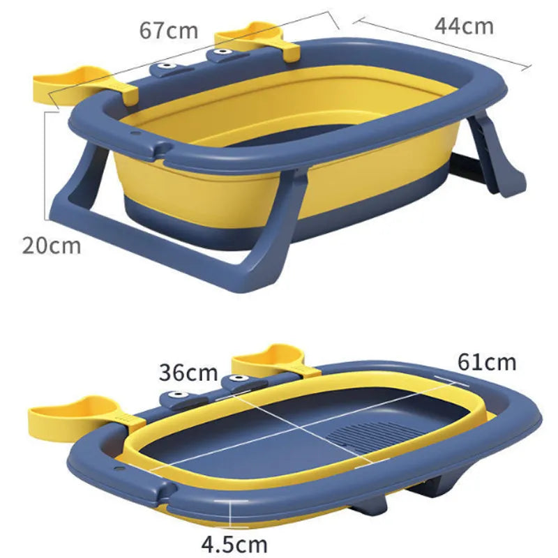 Foldable portable pet tub in blue or orange for cats and small dogs under 20 pounds