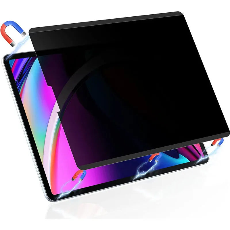 Magnetic anti peeping film for iPad with paper-like texture and optional storage clip on packaging colour card