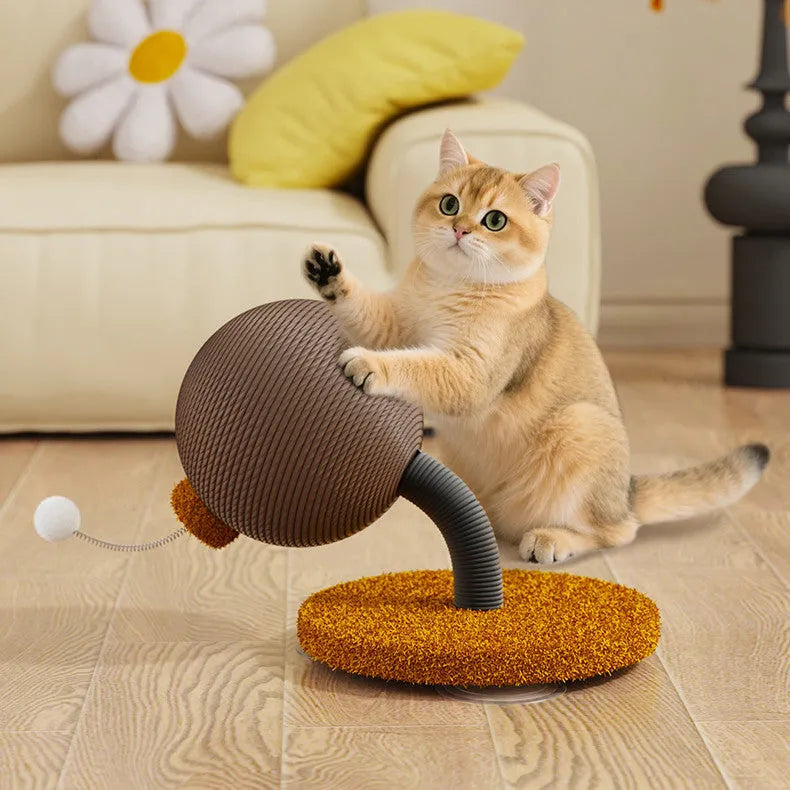 Hemp rope cat scratcher tumbler toy in large and small size options