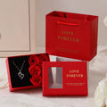Red soap flower gift box set with six flowers, handbag, and Korean style design.