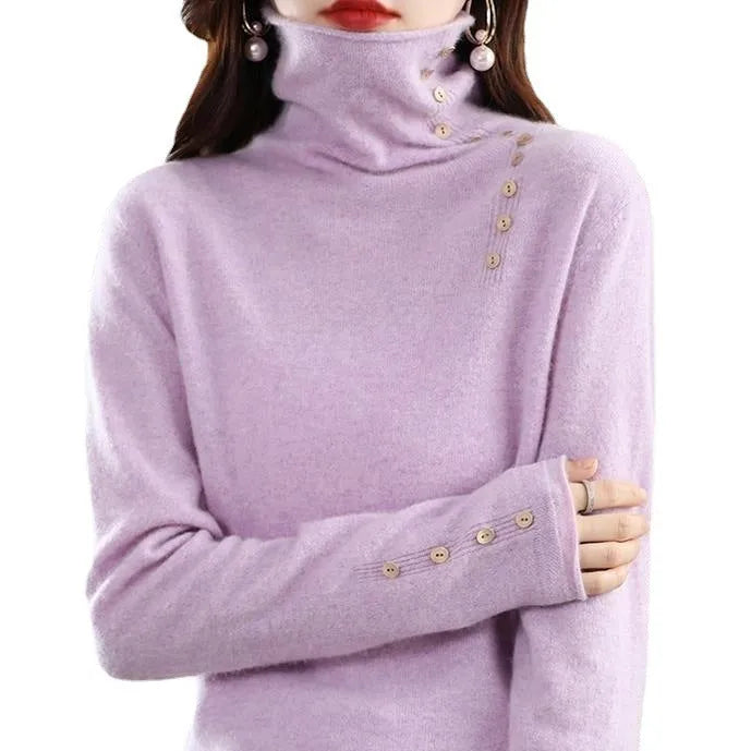 Women's cropped knit bottoming shirt in core-spun yarn with 3D pattern, shown in light camel colour.