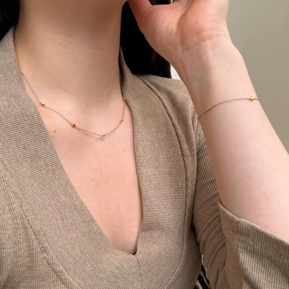 925 silver necklace and bracelet set for women with electroplated platinum finish